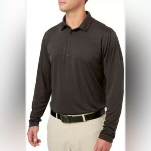 Walter Hagen Men's Long Sleeve Shirt Heather Black Polo XXL Business Casual EUC